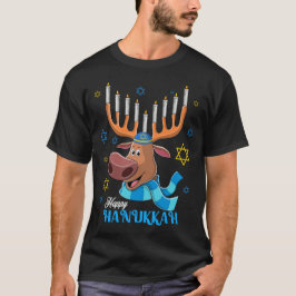 Jewdolph Hanukkah Reindeer Menorah Chanukah T-shirt