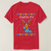 Jewdolph Ugly Hanukkah Sweater Reindeer Menorah Ch T-shirt (Design voorkant)