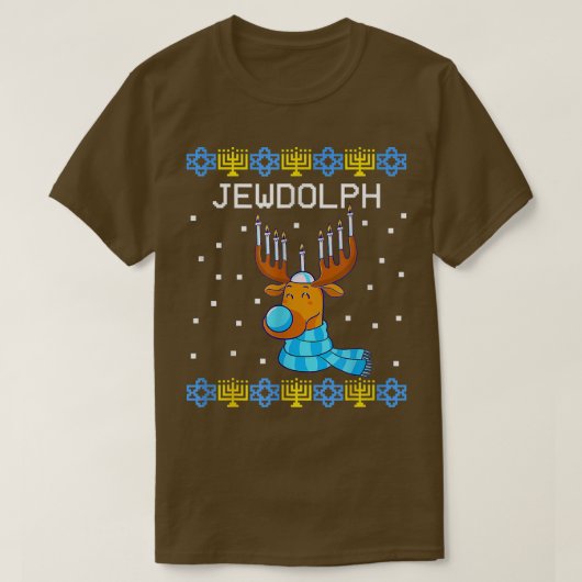 Jewdolph Ugly Hanukkah Sweater Reindeer Menorah Ch T-shirt (Design voorkant)