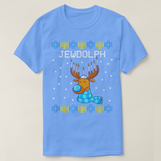 Jewdolph Ugly Hanukkah Sweater Reindeer Menorah Ch T-shirt (Design voorkant)