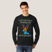 Jewdolph Ugly Hanukkah Sweater Reindeer T-shirt (Voorkant volledig)