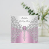 Jewel Afbeelding Birthday Party Pink Kaart (Staand voorkant)