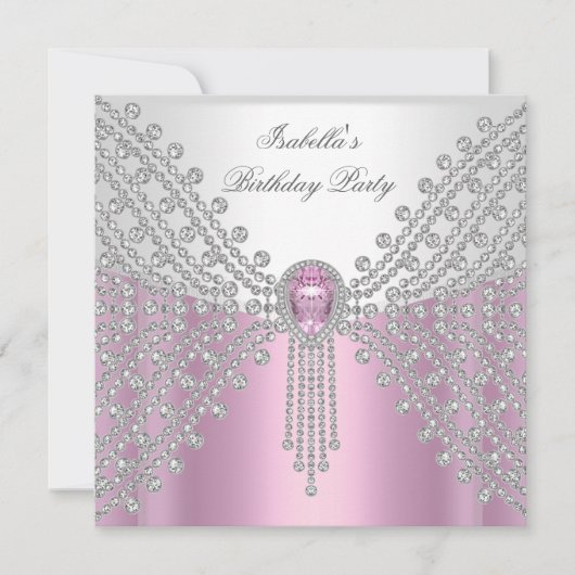 Jewel Afbeelding Birthday Party Pink Kaart (Voorkant)