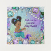 Jewel Afro Zeemeermin Baby Shower Banner Wandkleed (Voorkant)