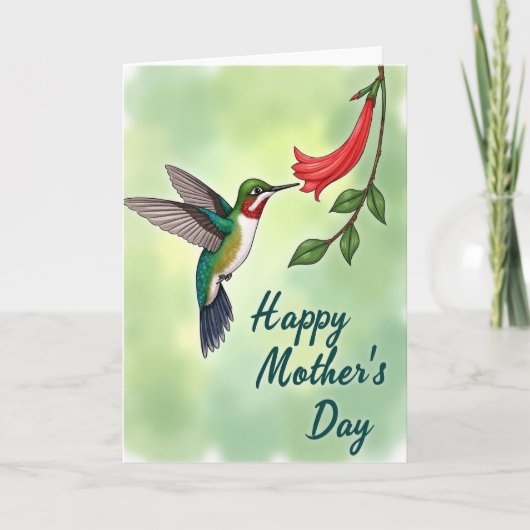 Jewel Bird Bloem Moederdag kaart (Voorkant)