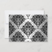 Jewel & Black Damask Zilver RSVP (Achterkant)