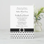 Jewel Black White Polka Dot Weddenschap Kaart (Staand voorkant)