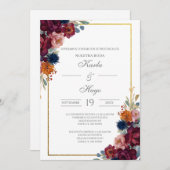 Jewel bloemenbruiloftsfeest lijst Spaans bruiloft Kaart (Voorkant / Achterkant)