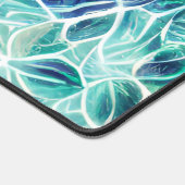 Jewel Blues Leaf Pattern Bureaumat (Hoek)