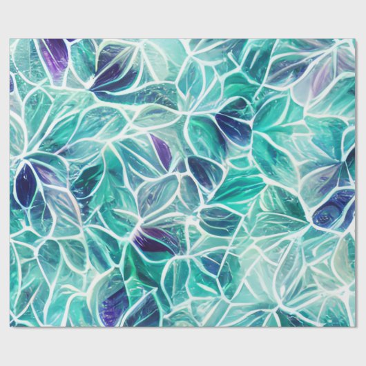 Jewel Blues Leaf Pattern Cadeaupapier (Vlak)