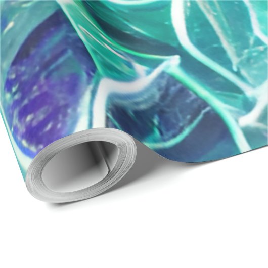 Jewel Blues Leaf Pattern Cadeaupapier (Rol Hoek)