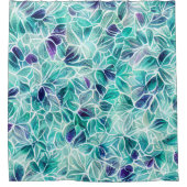Jewel Blues Leaf Pattern Douchegordijn (Voorkant)