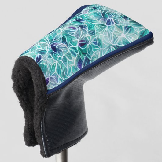Jewel Blues Leaf Pattern Golfheadcover (3/4 voorkant)