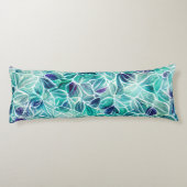 Jewel Blues Leaf Pattern Lichaamskussen (Achterkant)