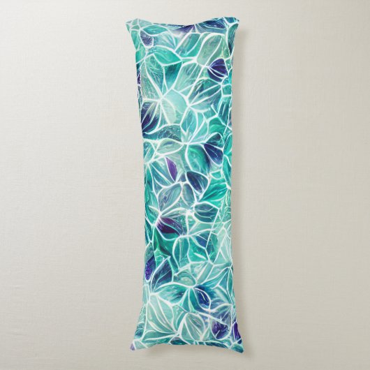 Jewel Blues Leaf Pattern Lichaamskussen (Voorkant Verticaal)