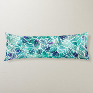 Jewel Blues Leaf Pattern Lichaamskussen