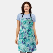 Jewel Blues Leaf Pattern Schort (Gedragen)