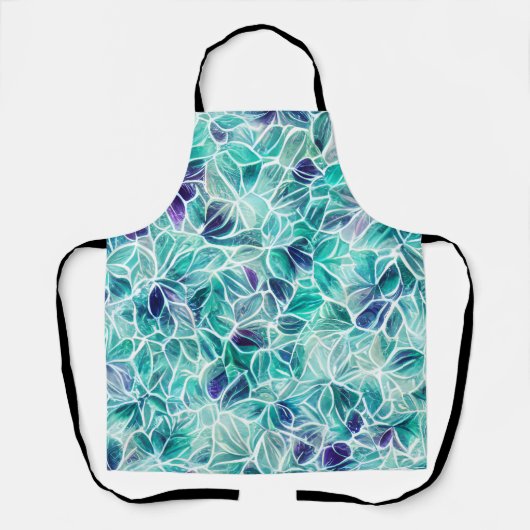 Jewel Blues Leaf Pattern Schort (Voorkant)