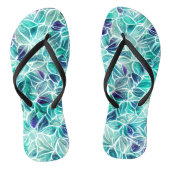 Jewel Blues Leaf Pattern Teenslippers (Voetbed)
