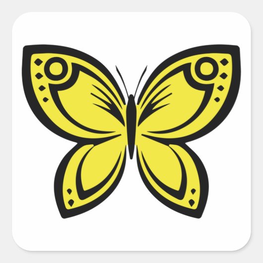 Jewel Butterflies - Geel Vierkante Sticker (Voorkant)
