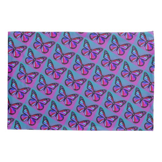 Jewel Butterflies in Purple and Blue Pattern Kussensloop (Achterkant-Links)