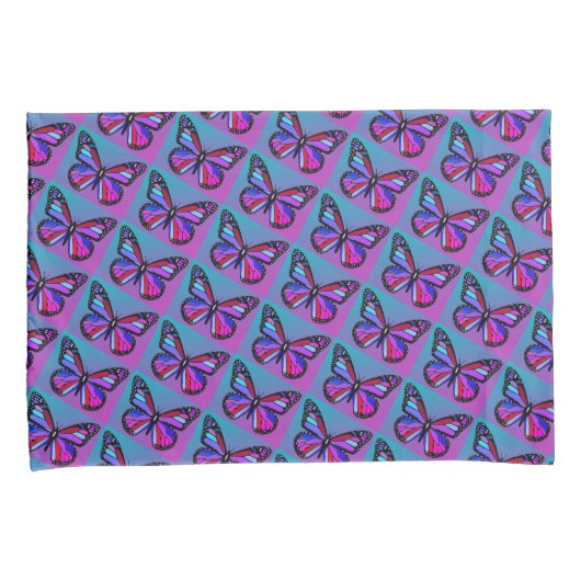 Jewel Butterflies in Purple and Blue Pattern Kussensloop (Voorkant-Rechts)