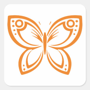 Jewel Butterflies Outline - Oranje Square Sticker