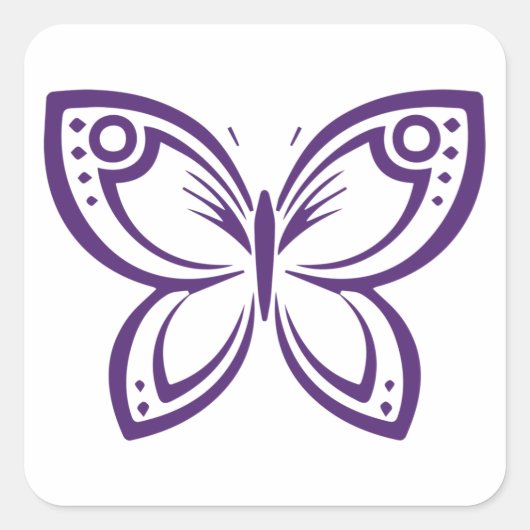 Jewel Butterflies Outline - Paarse Square Sticker (Voorkant)