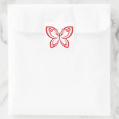 Jewel Butterflies Outline - Red Square Sticker (Tas)