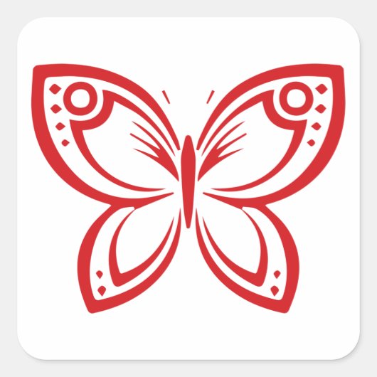 Jewel Butterflies Outline - Red Square Sticker (Voorkant)