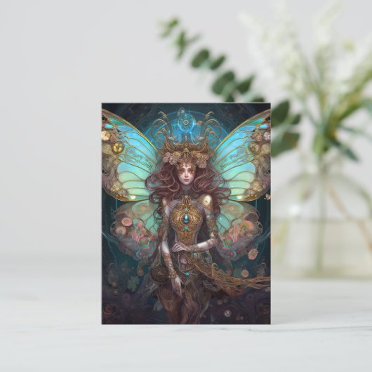 Jewel Butterfly Fairy Fantasy Art Briefkaart (Staand voorkant)