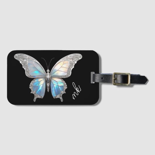 Jewel Butterfly Opal en Zilver Bagagelabel (Voorkant (horizontaal))
