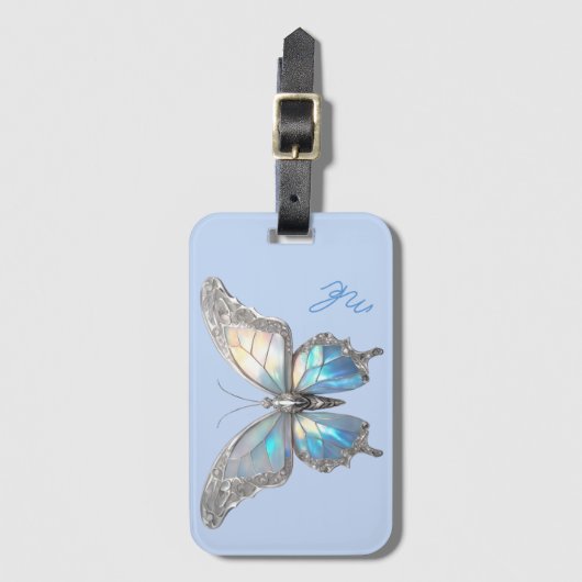 Jewel Butterfly Opal en Zilver Bagagelabel (Voorkant (verticaal))