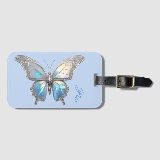 Jewel Butterfly Opal en Zilver Bagagelabel (Voorkant (horizontaal))
