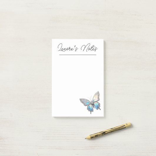 Jewel Butterfly Opal en Zilver Post-it® Notes (Op bureau)