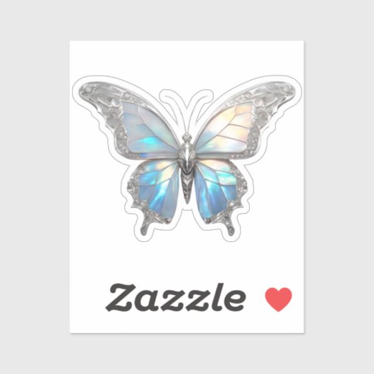 Jewel Butterfly Opal en Zilver Sticker (Vel)
