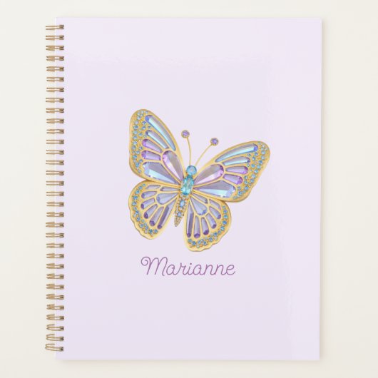 Jewel Butterfly Paarse Blauw Goud Planner (Voorkant)