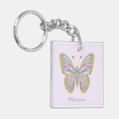 Jewel Butterfly Paarse Blauw Goud Sleutelhanger (Voorkant Links)