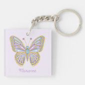 Jewel Butterfly Paarse Blauw Goud Sleutelhanger (Achterkant)
