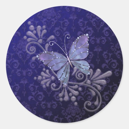 Jewel Butterfly Ronde Sticker (Voorkant)