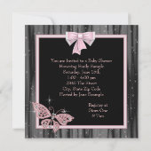 Jewel Butterfly Roze Zwarte Baby Meisje Douche Kaart (Achterkant)