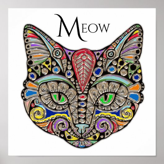 Jewel Cat Colorful Boho Poster (Voorkant)