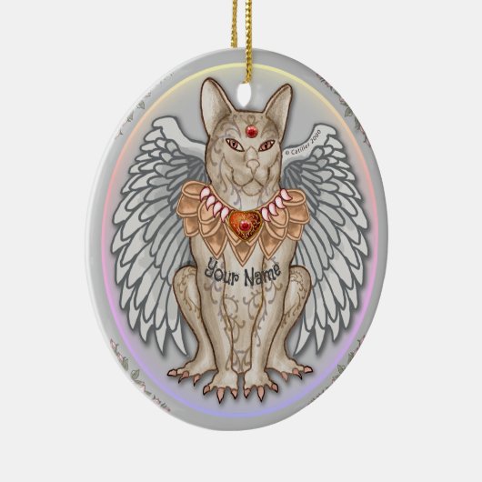 Jewel Cat Gargoyle Keramisch Ornament (Rechts)