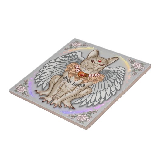 Jewel Cat Gargoyle Tegeltje (Zijkant)