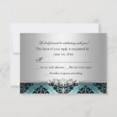 Jewel Damask Teal & Silver RSVP (Voorkant)