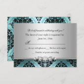 Jewel Damask Teal & Silver RSVP (Voorkant / Achterkant)