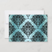 Jewel Damask Teal & Silver RSVP Kaartje (Achterkant)