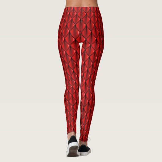Jewel Dragon Scale (Red) Fantasy leggings (Achterkant)