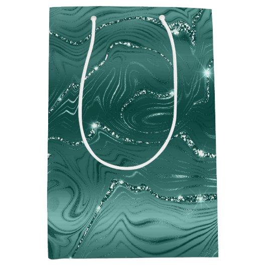 Jewel Emerald Groen Glitterig Glitter Medium Cadeauzakje (Voorkant)