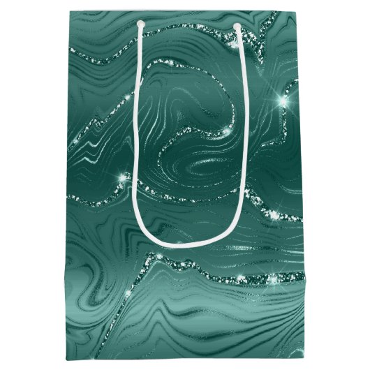 Jewel Emerald Groen Glitterig Glitter Medium Cadeauzakje (Achterkant)